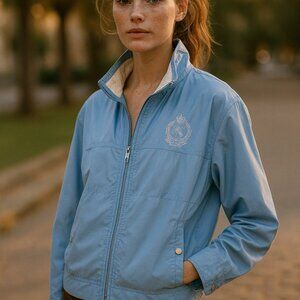 Lauren Active Ralph Lauren Jacket Women SZS Light Blue Zip Front Logo Athleisure